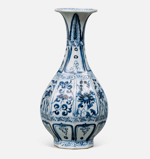 14世紀中國元代青花玉春瓶瓶瓷